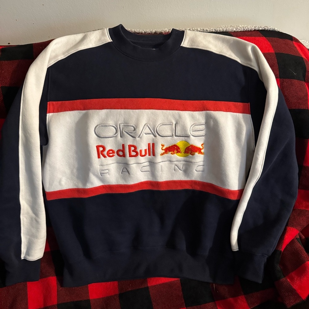 Hollister Navy and White Crewneck Sweater